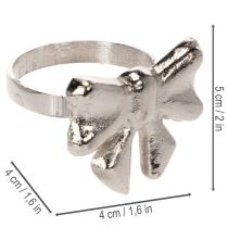 Artikel Servietring med sløjfe, metal, skinnende sølv, 5 cm, 4 stk.