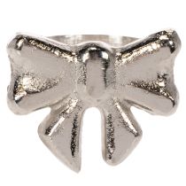 Artikel Servietring med sløjfe, metal, skinnende sølv, 5 cm, 4 stk.