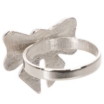 Artikel Servietring med sløjfe, metal, skinnende sølv, 5 cm, 4 stk.