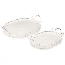 Artikel Shabby Chic oval bakke med hanke hvid 36/45cm sæt med 2 stk