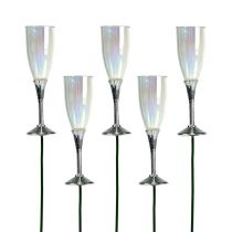 Artikel Nytårsaften dekoration champagne glasprop sølv 7,5cm L27cm 12stk