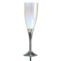 Nytårsaften dekoration champagne glasprop sølv 7,5cm L27cm 12stk