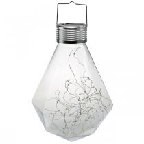 Diamant Solar Lampe Balkon Lanterne LED Lys Havedekoration Varm Hvid H31cm Ø22cm