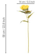 Artikel Kunstig solsikke med realistiske blade og blomster, 58 cm, 3 stk.