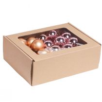 Artikel Spejlbær glaskugler tråd abrikos pink Ø40mm 32 stk