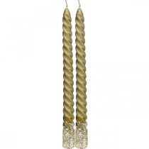 Koniske stearinlys snoede stearinlys spirallys guld 24cm 2 stk