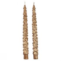 Taper Candles Brun Metallic Candles Julelys 25cm 2stk