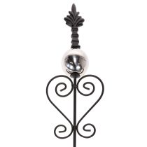 Artikel Havepæl med udsmykket design, dekorativ form og stilfuld metalkugle, 90 cm, 2 stk.