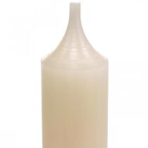 Artikel Hvidt cremefarvet konisk lys, vokslys, 180 mm/Ø21 mm, 6 stk.
