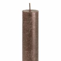 Artikel Koniske lys ensfarvet kobber metallic 34mm×240mm 4 stk