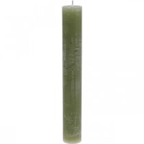 Artikel Ensfarvede lys olivengrønne pindelys 34×240mm 4 stk