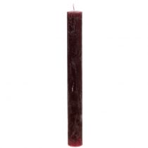 Stearinlys ensfarvet Bourgogne 34mm x 300mm 4stk