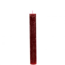 Stearinlys ensfarvet mørkerøde 34mm x 240mm 4stk