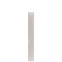 Artikel Koniske lys ensfarvede grå 34mm x 240mm 4 stk