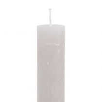 Artikel Koniske lys ensfarvet grå 34mm x 300mm 4 stk