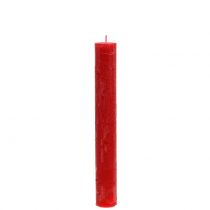 Artikel Koniske lys farvet rød 34mm x 240mm 4 stk