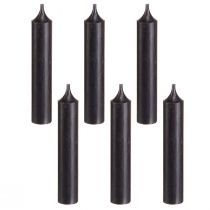 Artikel Taper stearinlys korte små stearinlys sorte 110mm Ø21mm 6 stk bundt
