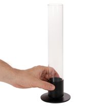 Artikel Konisk lysestage med glascylinder. Enkel og tidløs. 31 cm