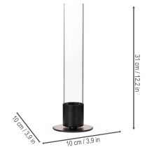 Artikel Konisk lysestage med glascylinder. Enkel og tidløs. 31 cm
