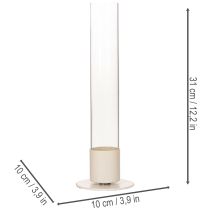 Artikel Moderne konisk lysestage med glascylinder og base, 31 cm