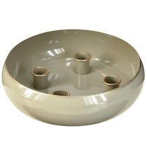 Artikel Lysestage til 4 lys i skål metal grå guld 22,5 cm