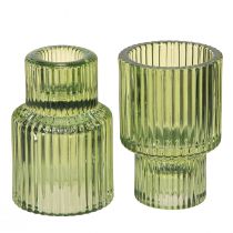 Artikel Pind lysestage glas fyrfadsstage grøn H8cm 4 stk