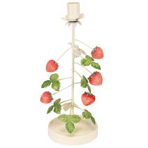 Artikel Lysestage metal jordbær dekoration creme rund H26cm