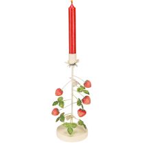 Artikel Lysestage metal jordbær dekoration creme rund H26cm