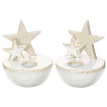 Artikel Keramik stjernelysholdere, juledekoration, 11 cm, 2 stk.