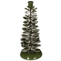 Artikel Lysestage juletræ grøn metaldekoration 28cm