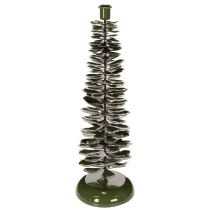 Artikel Lysestage i juletræsdesign, grønt metal, 45 cm