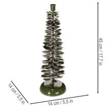 Artikel Lysestage i juletræsdesign, grønt metal, 45 cm