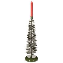 Artikel Lysestage i juletræsdesign, grønt metal, 45 cm