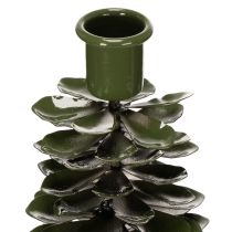 Artikel Lysestage i juletræsdesign, grønt metal, 45 cm