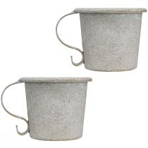 Artikel Tilspidset lysestage vintage kop metalgrå Ø7cm H6cm 2stk