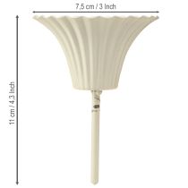 Artikel Lysestage med spyd i blomsterform, cremefarvet, 11 cm, 4 stk.