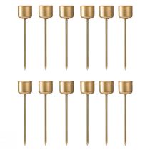 Artikel Pind lysestage til stikning mat guld Ø22mm H10,5cm 12 stk