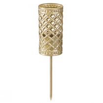 Artikel Pind lysestage til stikning mat guld Ø24mm H10cm 4 stk