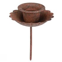 Artikel Pind lysestage til indstikning af rust look Ø8,5cm H4cm 4stk