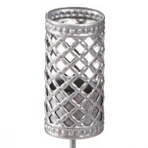 Artikel Stagelysholdere, sølvgrå, Ø22 mm, H10 cm, 4 stk.