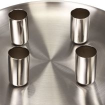 Pind lysestage sølv Ø2,5cm lysestage metal Ø23cm