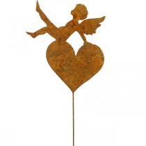 Havestag juleengel hjerte patina dekoration 14,5cm
