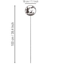 Artikel Dekorativ pæl, skovdyr, hjorte og fyrretræ, 100 cm
