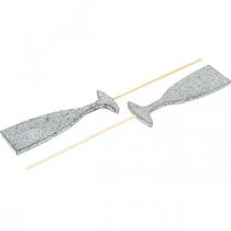 Artikel Nytårsaften dekoration champagneglas sølv blomsterpropper 9cm 18 stk