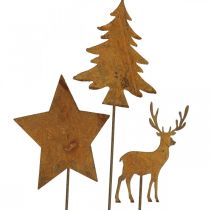 Artikel Havepæl patina hjorte dekorativ stjernegran H10/15cm 3 stk