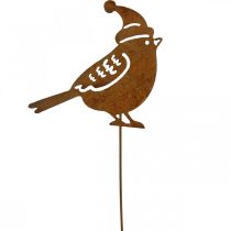 Artikel Havepæl fugl med hat patina dekoration 12cm 6 stk