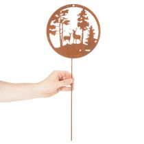 Artikel Havepæl, rustfarvet, rund, hjortesilhuet, skovdekoration, 53 cm, 2 stk.