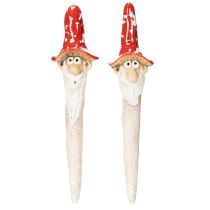Artikel Dværgfigur til opsætning, med langt skæg og svampehat, dekoration, 17 cm, 2 stk.