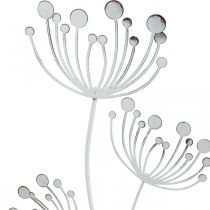 Forårsdekoration, deco stik blomst shabby chic hvid, sølv L87cm B18cm