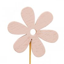 Blomsterprop træ dekorationsstik blomst farvet 6,5cm 12stk